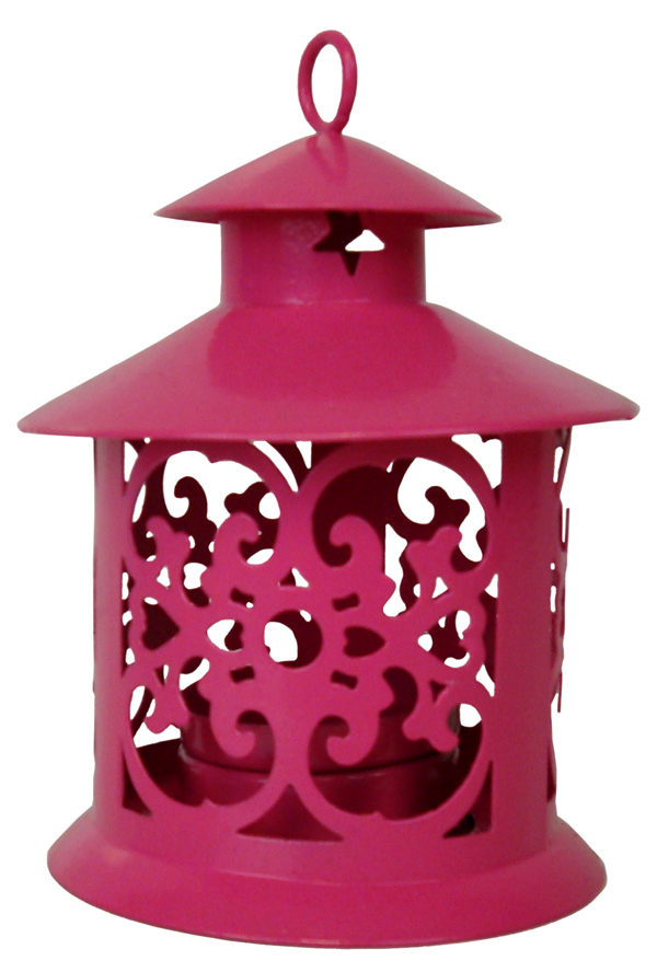 Decorative Glassless Fuchsia Candle Lantern 5" Height
