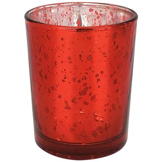 Mercury Glass Votive Candle Holders 2.75-Inch Speckled Red (Set of 36) - Premier