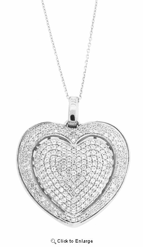 Pretty Micro-Pave CZ Heart Necklace in Sterling Silver, 18"
