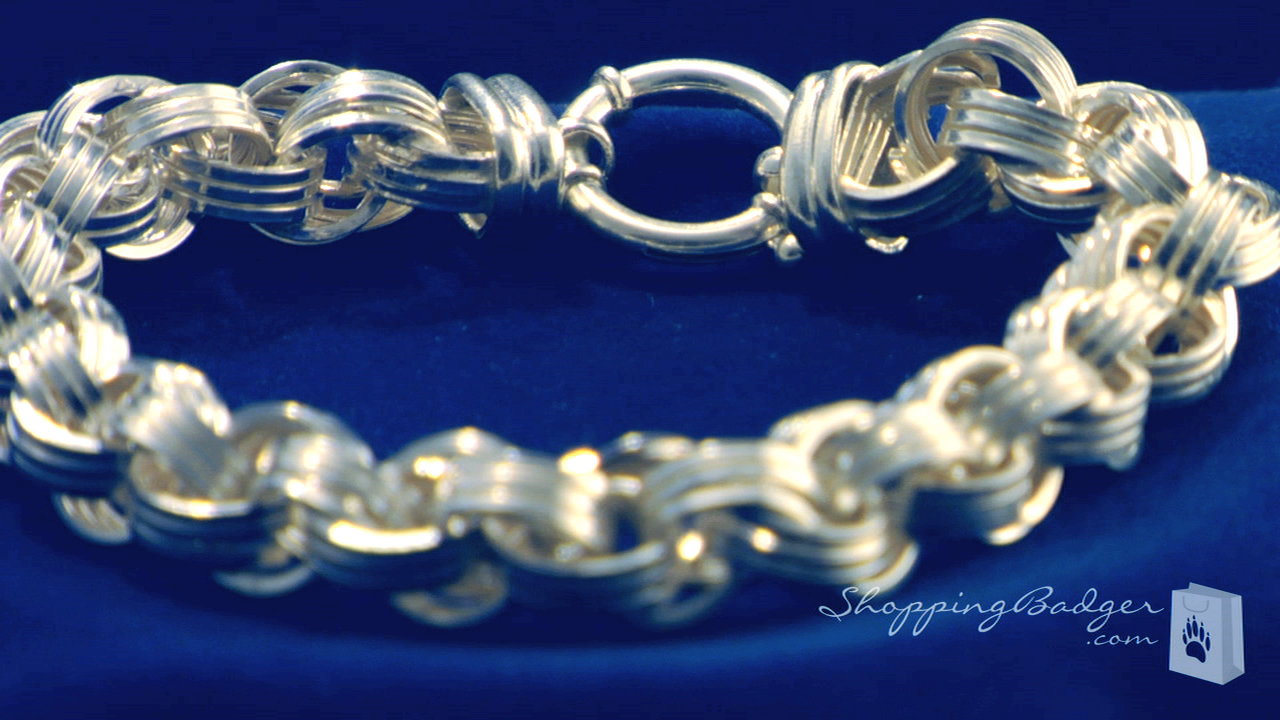 Sterling Silver Chunky Triple Spiral Link Circle Cable Bracelet, 8