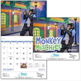 Whimsical Monkey Photo Advertising Logo Calendar