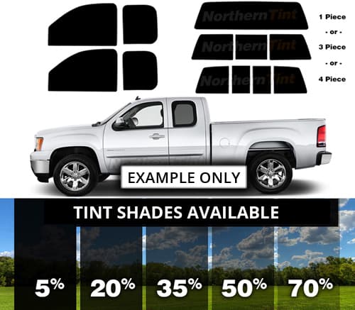 Pre-Cut Window Tint Kit For Chevy Silverado/GMC Sierra Extended Cab 2007–2013 – Nano Carbon Film, Multiple Shades