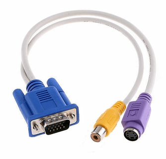 D-sub 15-pin VGA To Composite RCA S-Video Adapter Cable