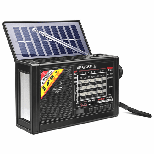 Solar-Powered AM/FM/SW Radio With Bluetooth Speaker Solar Panel MP3 Player Flashlight