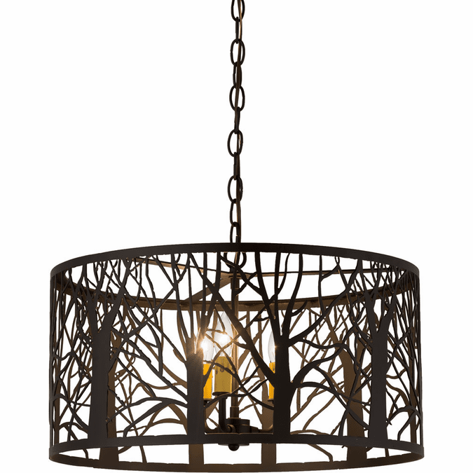 2nd Ave. 163607 Winter Maple Traditional Oil Rubbed Bronze Drum Pendant Light Fixture