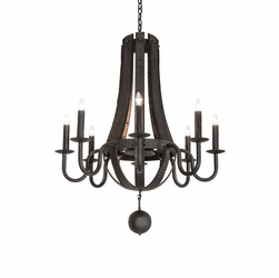 2nd Ave. Lighting 270067 Barrel Stave Modern Costello Black / Charred Wood Chandelier Light
