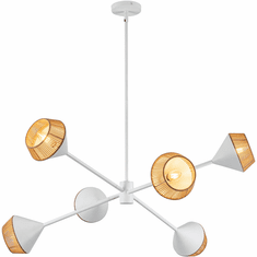 Alora Mood CH633638WHBR Daphne Modern White / Brown Cotton Rope Ceiling Chandelier