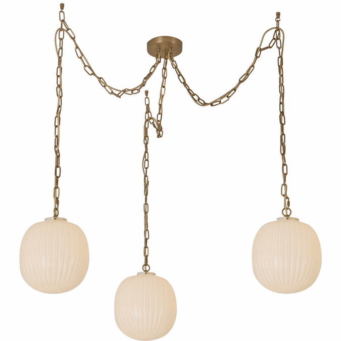 Alora Mood MP579712BGGR Cherise Modern Brushed Gold / Glossy Ribbed Opal Glass Multi Ceiling Light Pendant