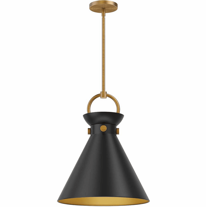 Alora Mood PD412014AGMB Emerson Aged Gold / Matte Black 18" Hanging Pendant Light
