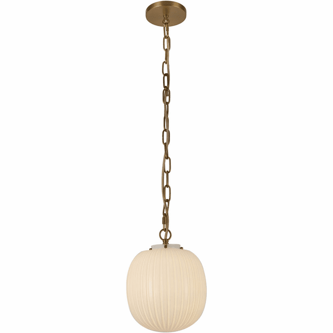 Alora Mood PD579112BGGR Cherise Modern Brushed Gold / Glossy Ribbed Opal Glass Mini Pendant Light Fixture