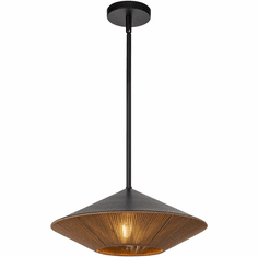 Alora Mood PD633215MBBR Daphne Contemporary Matte Black / Brown Cotton Rope Pendant Hanging Light