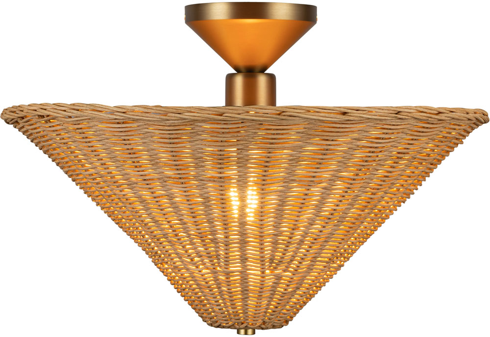 Alora Mood SF497016BGRA Bridgette Modern Brushed Gold / Rattan Ceiling ...