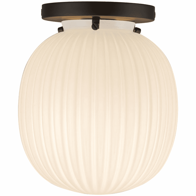 Alora Mood SF579107MBGR Cherise Contemporary Matte Black / Glossy Ribbed Opal Glass Flush Ceiling Light Fixture