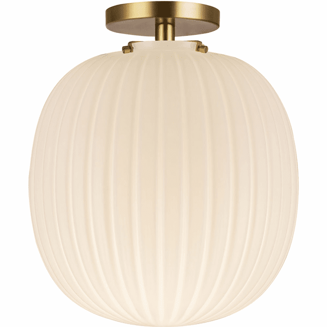 Alora Mood SF579112BGGR Cherise Contemporary Brushed Gold / Glossy Ribbed Opal Glass Ceiling Light Fixture