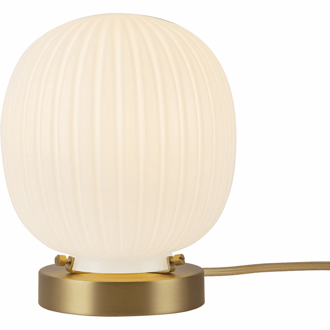 Alora Mood TL579107BGGR Cherise Modern Brushed Gold / Glossy Ribbed Opal Glass Lighting Table Lamp