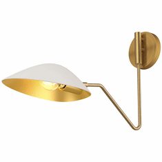 Alora Mood WV550006WHAG Oscar Contemporary White and Aged Gold Swing Arm Wall Lamp