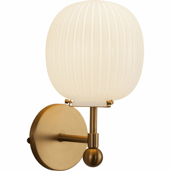 Alora Mood WV579107BGGR Cherise Contemporary Brushed Gold / Glossy Ribbed Opal Glass Wall Lamp