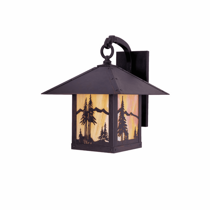 Arroyo Craftsman TRB-9MN Timber Ridge 9 inch Outdoor Wall Sconce with Mountain Filigree