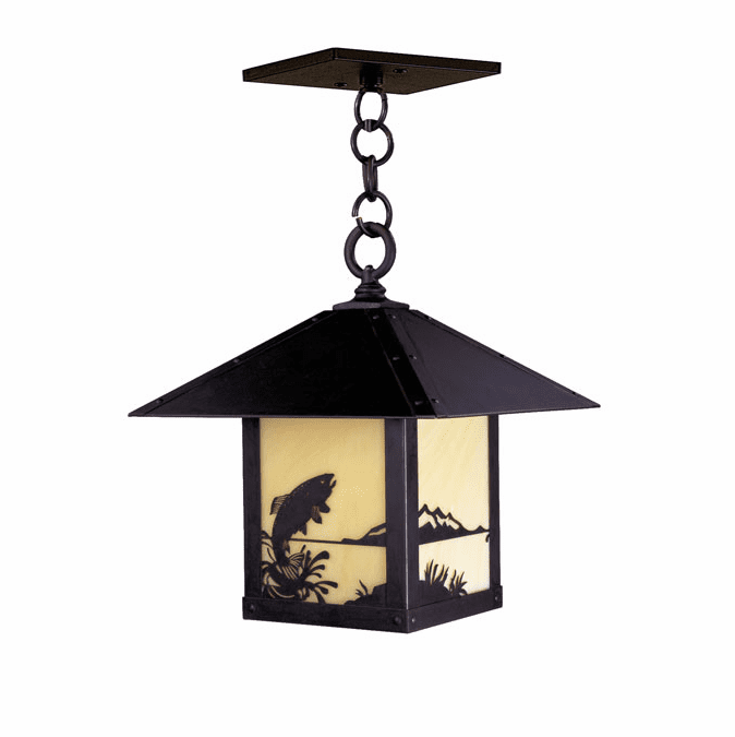 Arroyo Craftsman TRH-12TR Timber Ridge 12 inch Outdoor Pendant with Trout Filigree