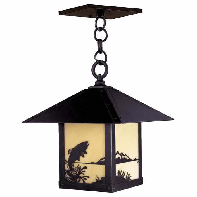 Arroyo Craftsman TRH-16TR Timber Ridge 16 inch Outdoor Pendant with Trout Filigree