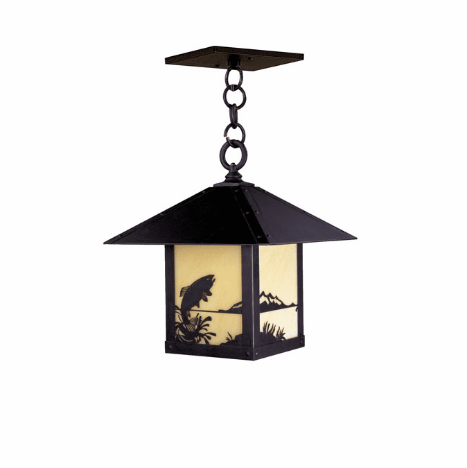 Arroyo Craftsman TRH-9TR Timber Ridge 9 inch Outdoor Pendant with Trout Filigree