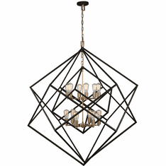 Artcraft AC11112 Artistry Contemporary Matte Black & Satin Brass Chandelier Lamp