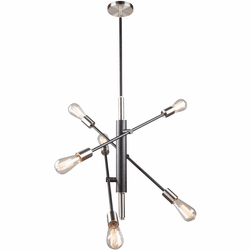 Artcraft AC11252NB Truro Modern Black and Brushed Nickel Mini Hanging Chandelier