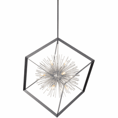 Artcraft AC11441CH Sunburst Matte Black and Chrome 37" Hanging Lamp