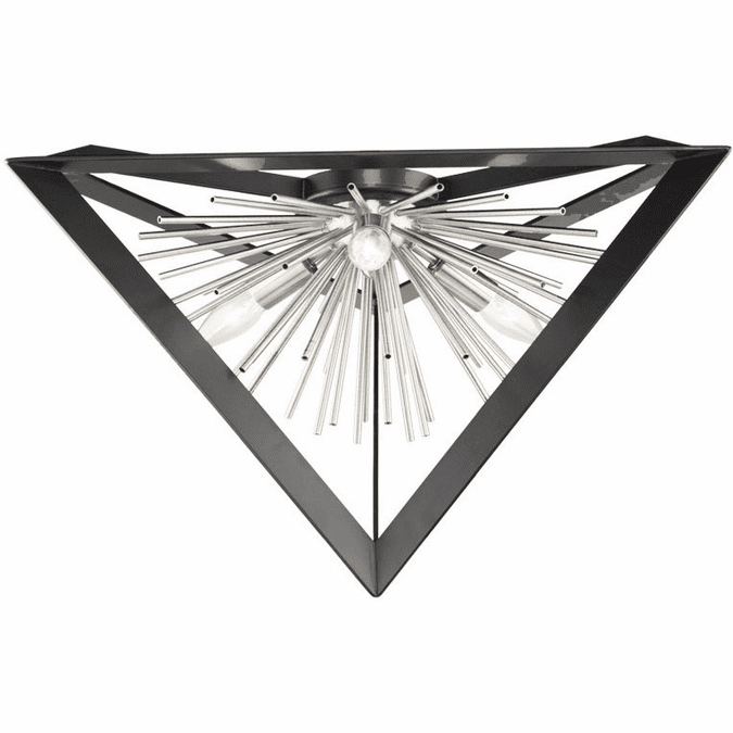 Artcraft AC11442CH Sunburst Matte Black and Chrome Flush Mount Lighting