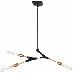 Artcraft AC11533 Filiali Modern Black and Harvest Brass 25" Chandelier Lamp