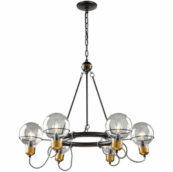 Artcraft AC11727BK Martina Contemporary Black and Brushed Brass 28" Chandelier Light