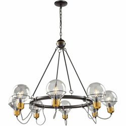 Artcraft AC11728BK Martina Modern Black and Brushed Brass 35" Chandelier Lighting