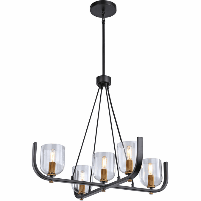 Artcraft AC11746BB Cheshire Contemporary Black & Brass Chandelier ...