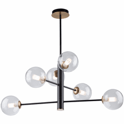 Artcraft AC11765VB Aurelia Modern Matte Black & Brass Halogen Chandelier Light
