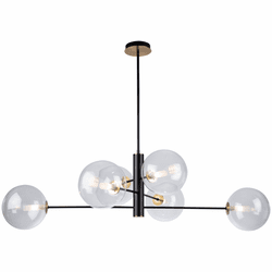Artcraft AC11766VB Aurelia Modern Matte Black & Brass Halogen Lighting Chandelier