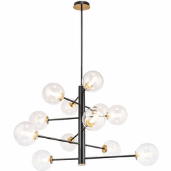 Artcraft AC11768VB Aurelia Modern Black and Brushed Brass Hanging Chandelier