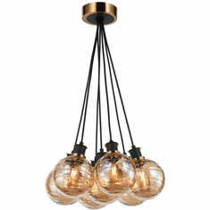 Artcraft AC11877AM Gem Contemporary Black and Brushed Brass Multi Hanging Lamp