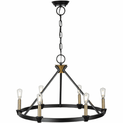 Artcraft AC11986BB Notting Hill Contemporary Black and Brushed Brass Chandelier Light