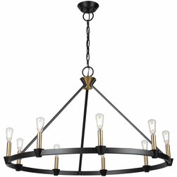 Artcraft AC11989BB Notting Hill Contemporary Black and Brushed Brass Chandelier Light