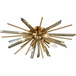 Avenue Lighting HF8205-AB Palisades Ave. Antique Brass With Champagne Glass Ceiling Light Fixture