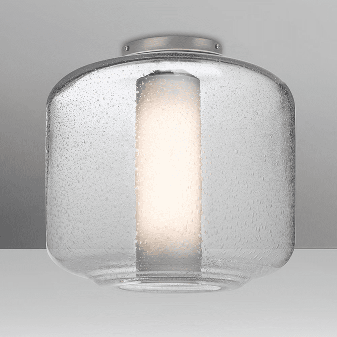 Besa NILES10COC-SN Niles Modern Satin Nickel Clear Bubble/Opal Ceiling Light