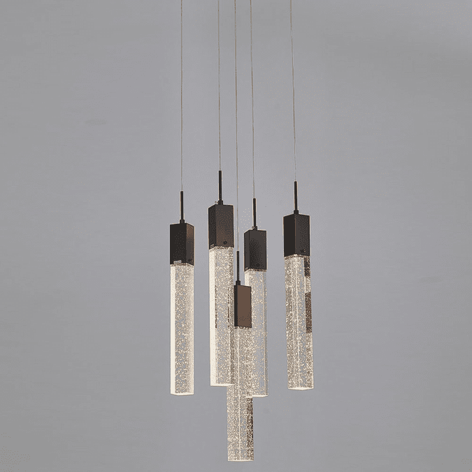 Bethel International ADS03C5B Matte Black Halogen Multi Hanging Lamp