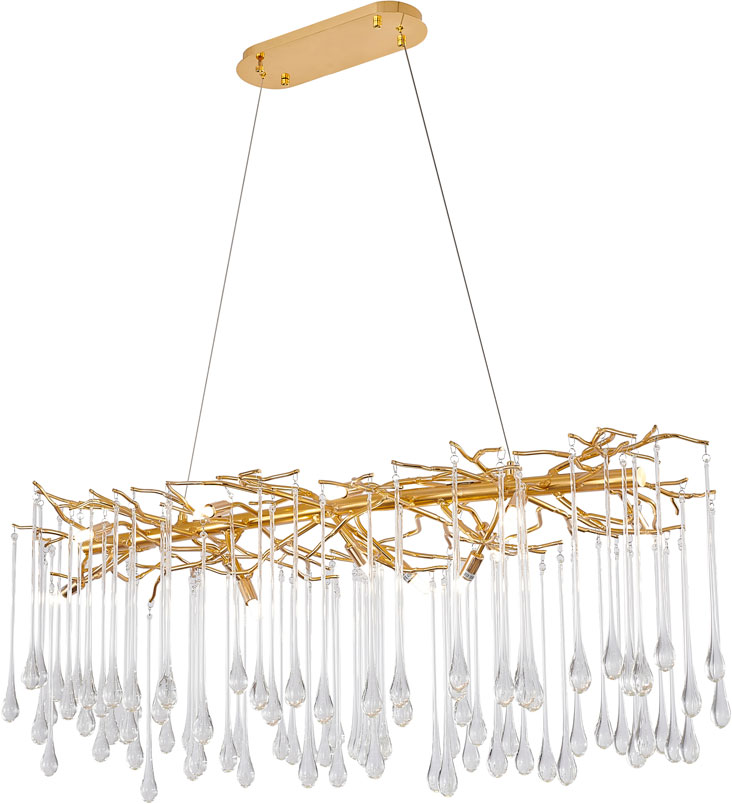 Bethel International CN02C47G Contemporary Gold Halogen Kitchen Island