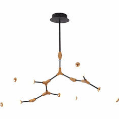 Bethel International FIT10C35BG Modern Black & Gold LED Chandelier Lighting