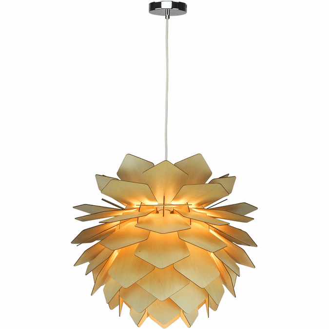 Bethel International JU01C20W Contemporary Natural Wood Pendant Lighting Fixture