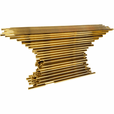 Bethel International MU101CT58G Contemporary Gold Side Table