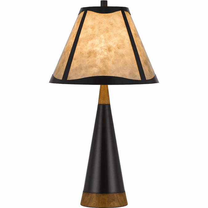 Cal BO3123TB Clemente Contemporary Mica / Black / Wood Table Lamp