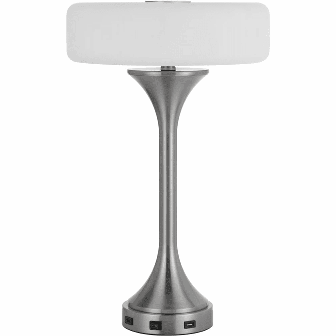 Cal BO3137TB Espoo Contemporary Brushed Steel Side Table Lamp CALBO