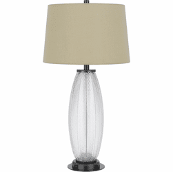 Cal BO-3186TB Mansfield Modern Iron Grey / Glass LED Table Lamp Lighting