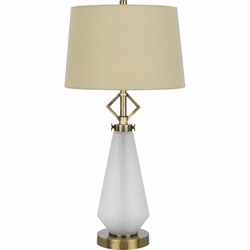 Cal BO-3189TB Carrizo Modern Antique Brass / Frosted Glass LED Table Lamp Lighting